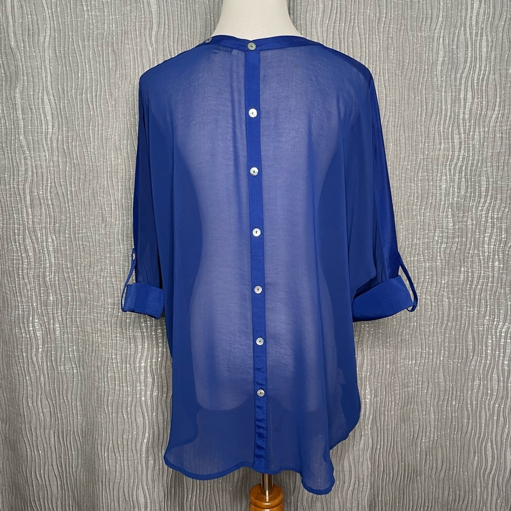 Black Rainn Front & Back Button Sheer Blouse - image 2